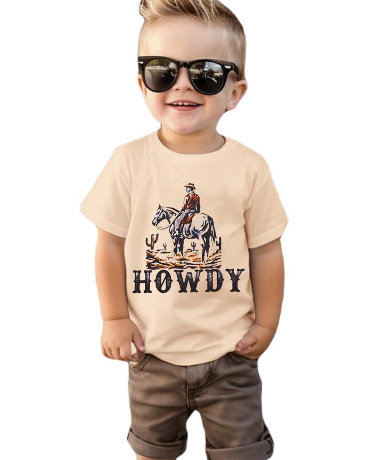 140 SOFEON Toddler Baby Boy Howdy Shirt Rodeo Western Graphic Letter Short Sleeve T-Shirt Kids Funny Cowboy Summer Tee Tops - Image 1