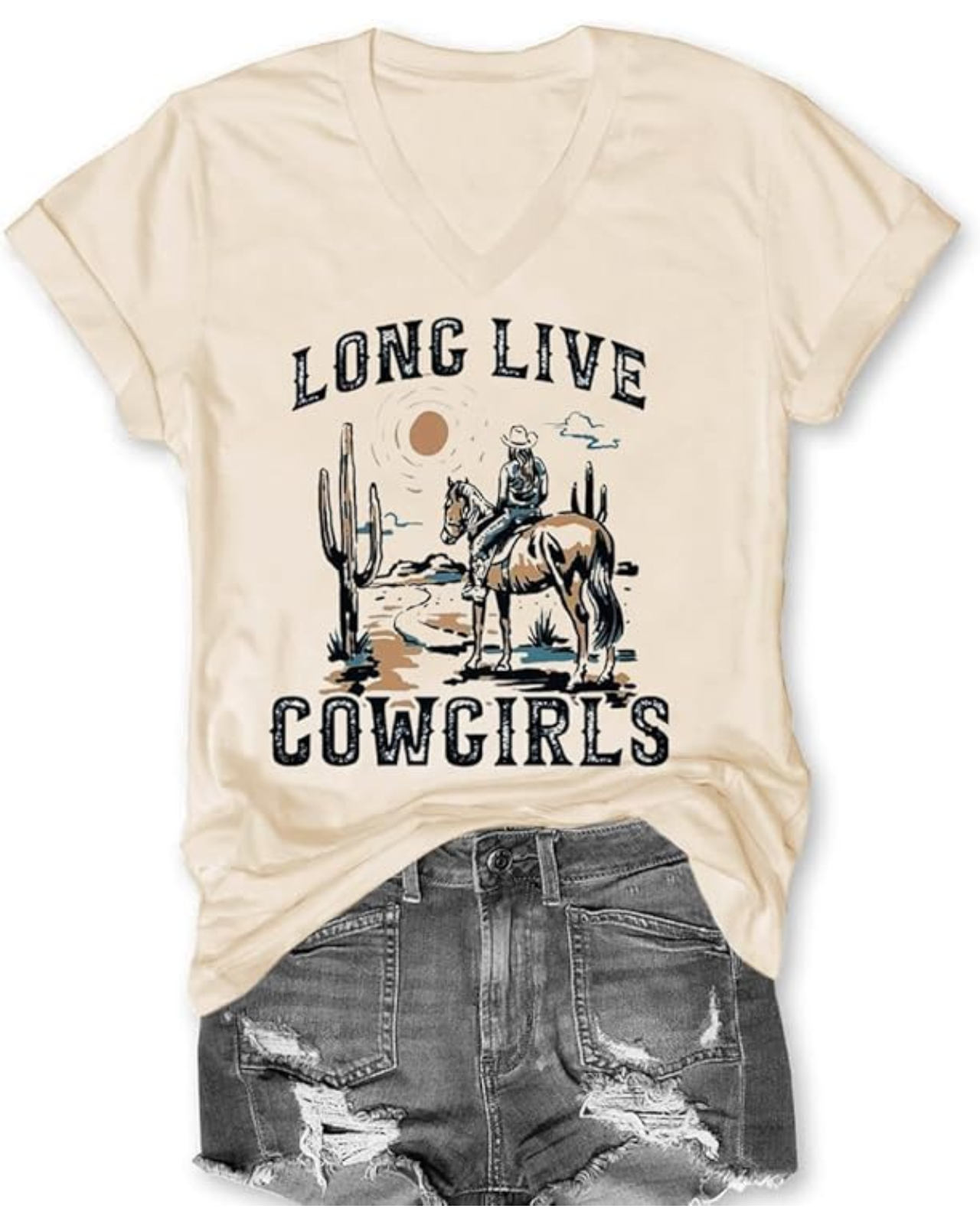 158 Western Country Shirt for Women Cowgirl Cartoon Boots V Neck Short Sleeve Tops Vintage Cowboy Graphic Tees - Image 1