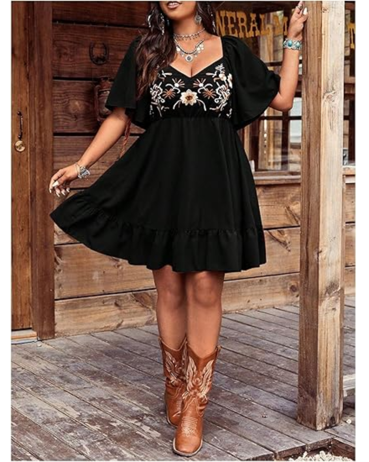 56 Verdusa Women's Plus Size Western Boho Floral Flowy Dress Cowgirl - Image 1